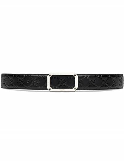 Gucci Black GG Imprime Coated Canvas Interlocking G Belt Size 80CM Gucci