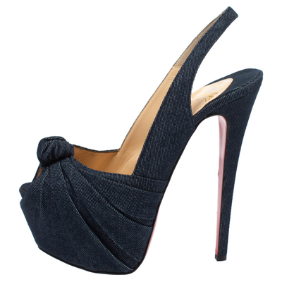 Christian Louboutin Black Suede Ruched Detail Drapadita Peep Toe Pumps Size  37.5 Christian Louboutin