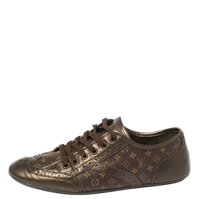 Louis Vuitton Black Suede And Embossed Monogram Fabric Millenium Wedge  Sneakers Size 37.5