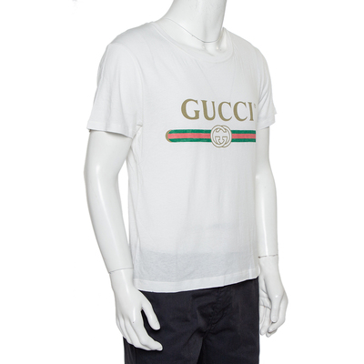 Gucci Cream Cotton Manifesto Mask Printed Crew Neck T-Shirt XS Gucci