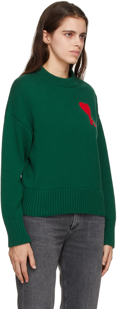 AMI Alexandre Mattiussi Green Oversize Ami de Cœur Sweater