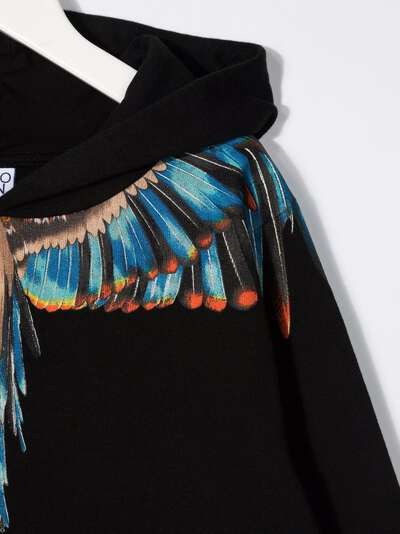 Wings print cotton blend hoodie - Marcelo Burlon County Of Milan