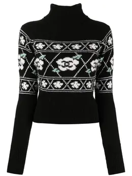 Chanel Navy Blue Logo Pattern Jacquard Detail Sweater M 255351 (lpn5152723)  — купить в Москве в LePodium Россия