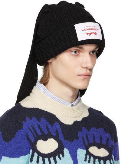 Charles Jeffrey Loverboy Black Wool Chunky Rabbit Beanie