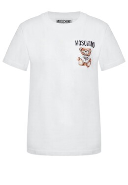 Moschino Couture White Matador Puppet Print Cotton Crew Neck T