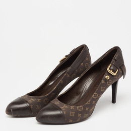 Louis Vuitton Black Leather and Monogram Canvas Rodeo Queen Pumps Size 37.5 Louis  Vuitton