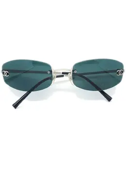 CHANEL Pre-Owned 1990-2000s CC Rimless rectangle-frame Sunglasses - Farfetch