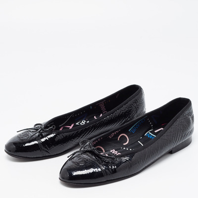 Chanel Black Patent Leather CC Ballet Flats Size 40.5 820147 (чёрный,  lpn22366183) — купить в Москве в LePodium Россия