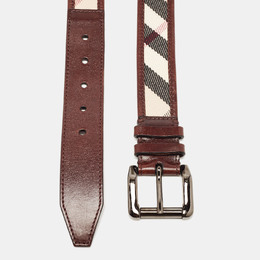 Burberry Black/Beige Beat Check Coated Canvas Reversible Buckle Belt 80CM